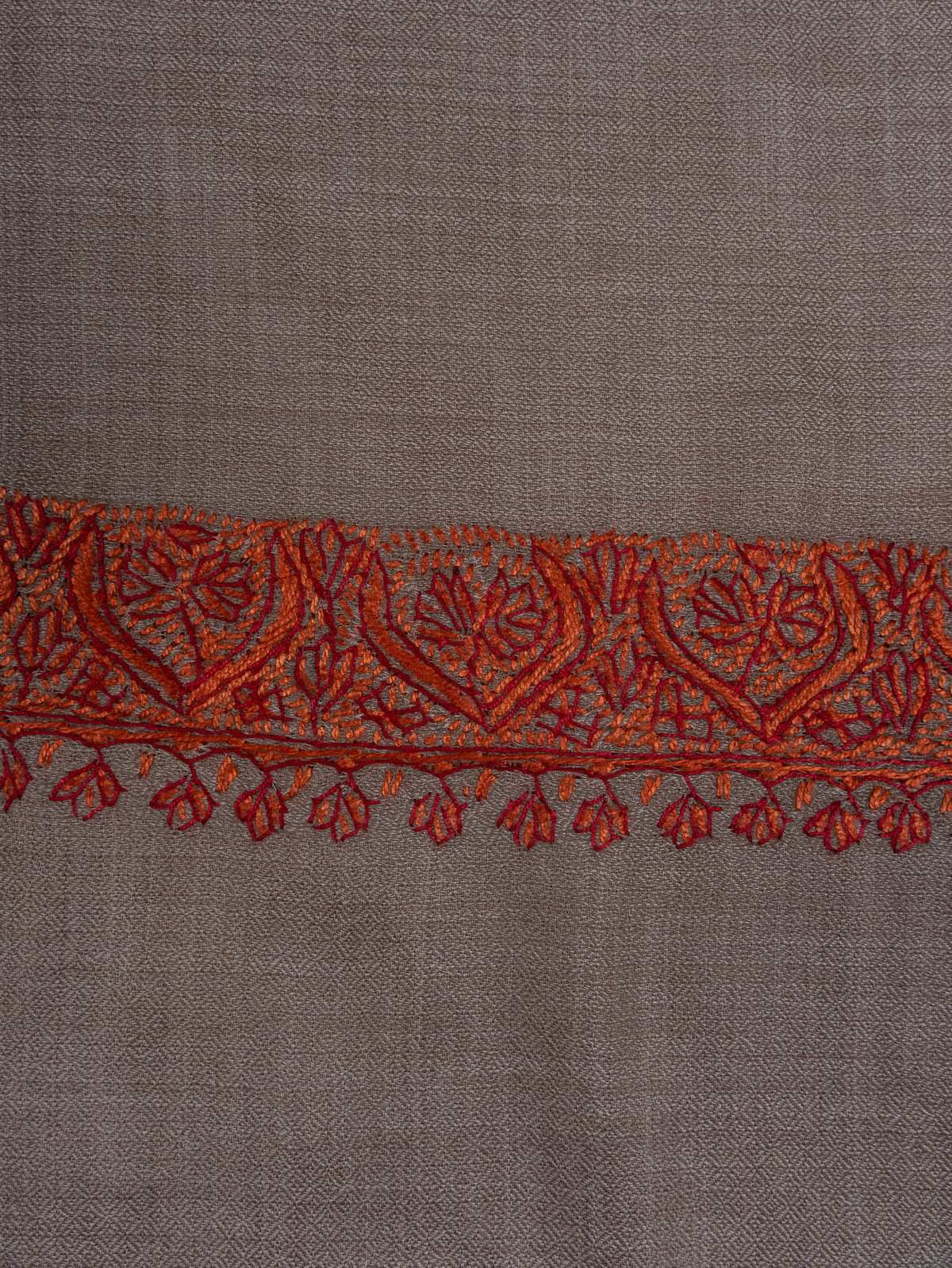 2.5 Yards Sozni Hand Embroidered Shawl in Soft Mink Beige