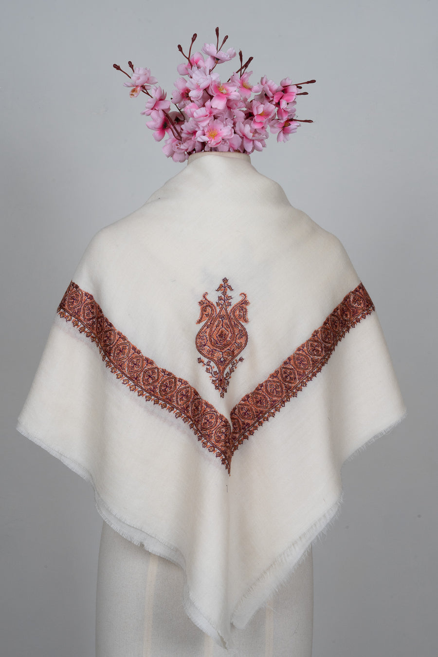Ivory Cinnamon Rumal — Sozni Hand Embroidered