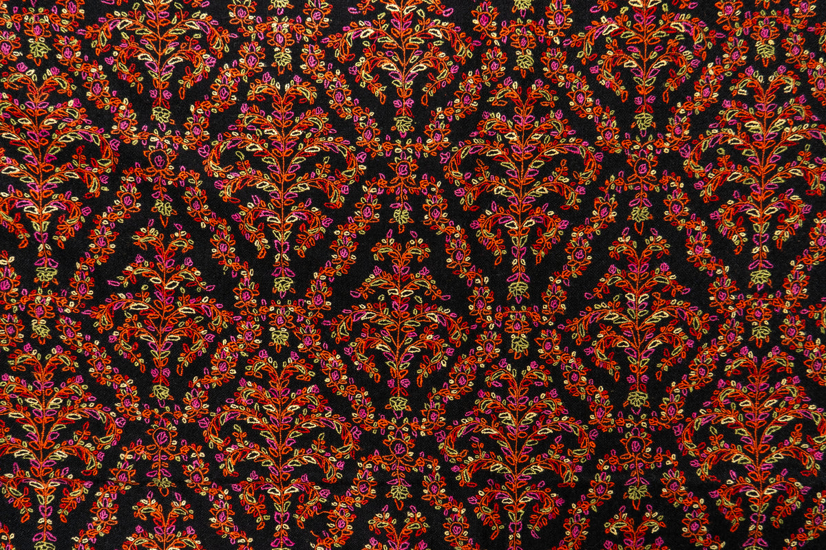 Shabnum-e-Gul – Crimson Sozni Hand-Embroidered Pashmina Shawl