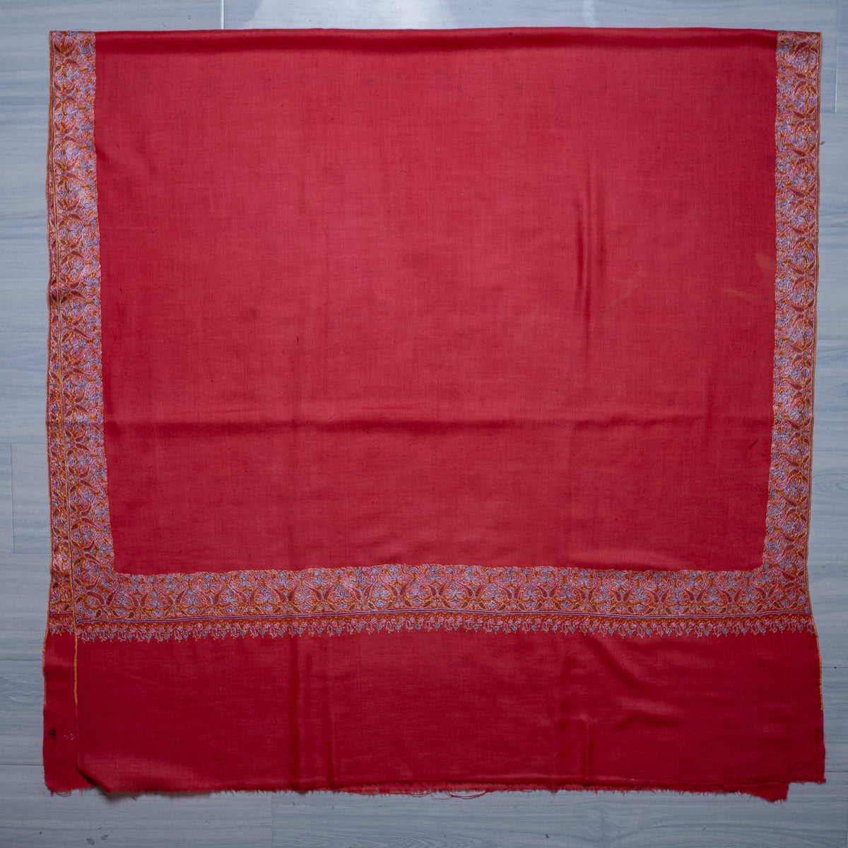 Scarlet Ember Grace: Pure Pashmina Hand Embroidered Shawl