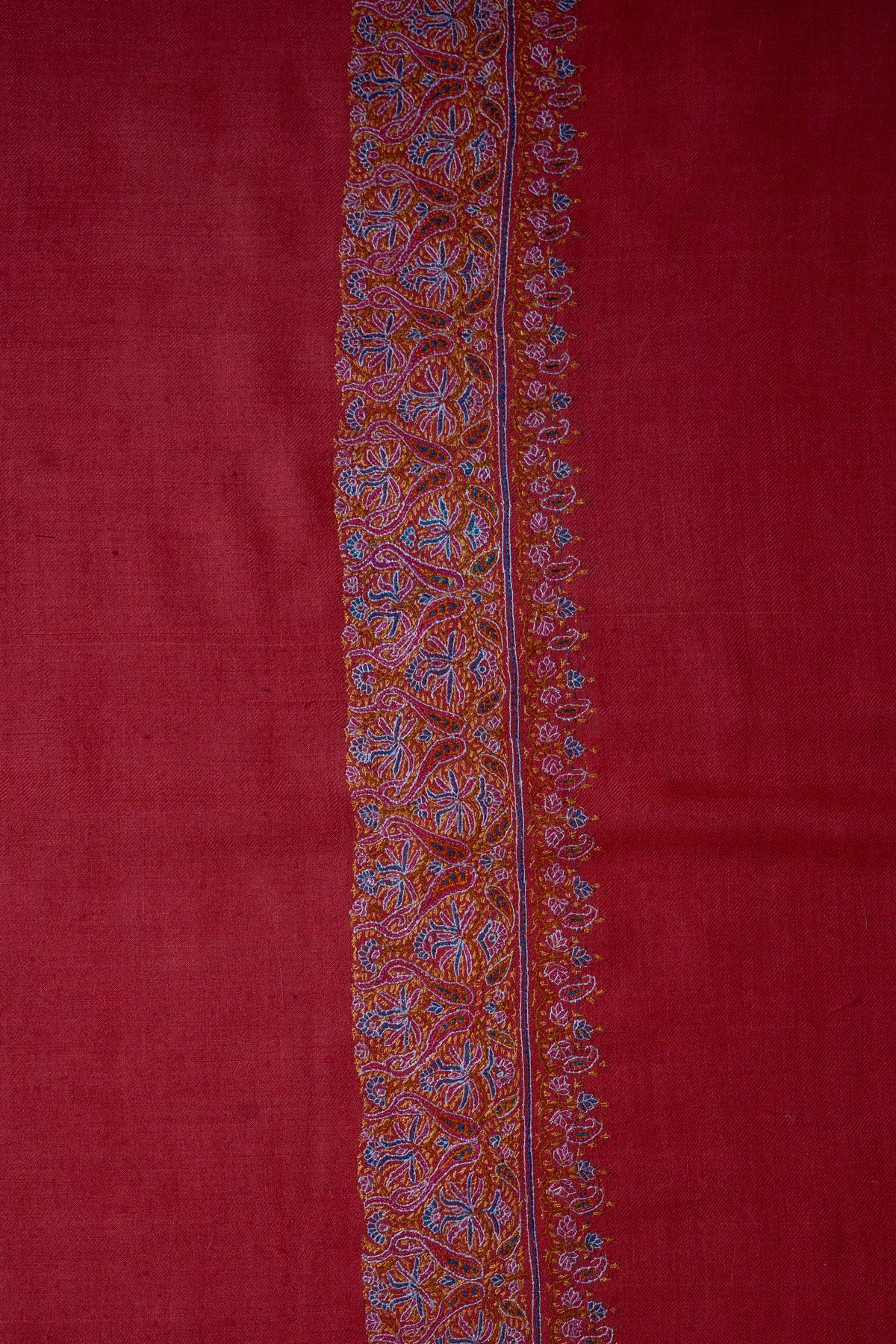 Scarlet Ember Grace: Pure Pashmina Hand Embroidered Shawl