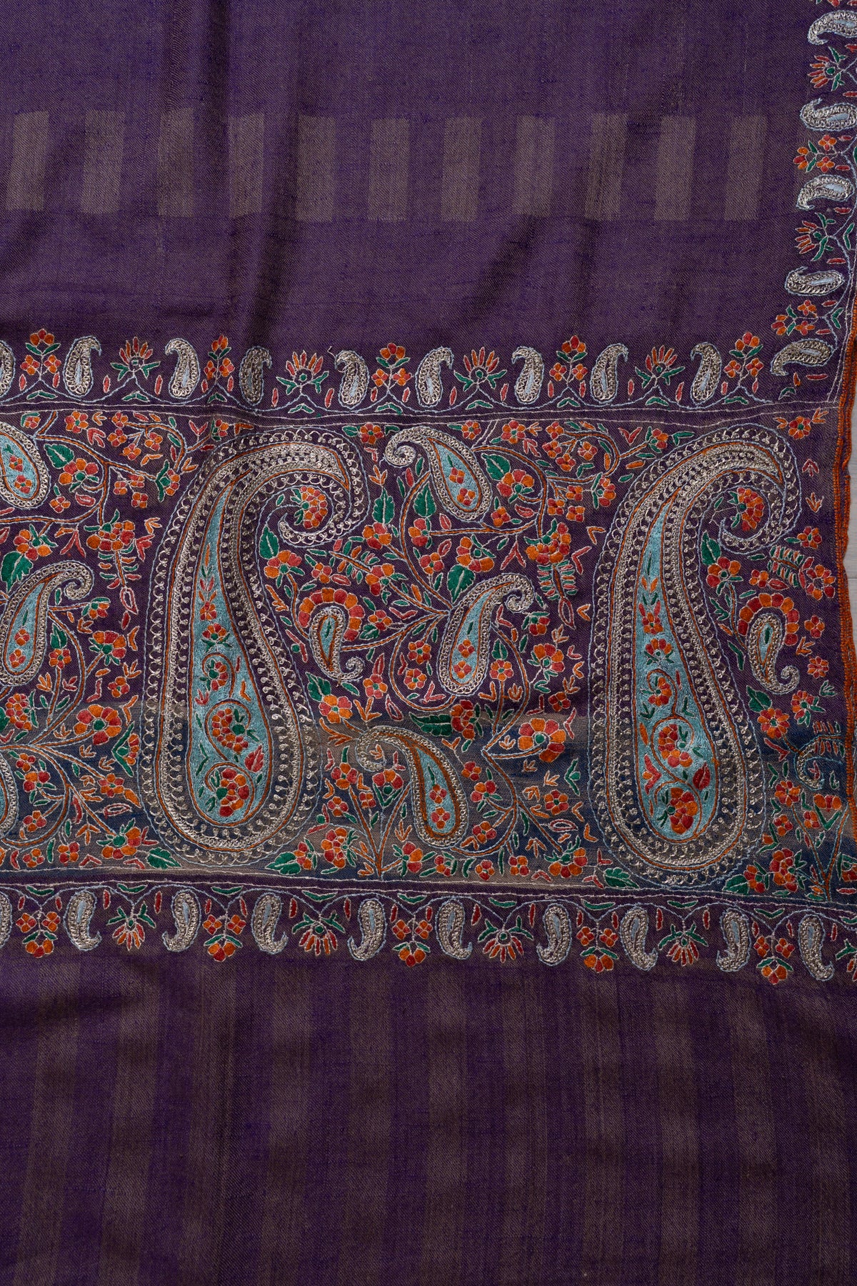 Imperial Paisley Hand Embroidered Pure Pashmina Shawl