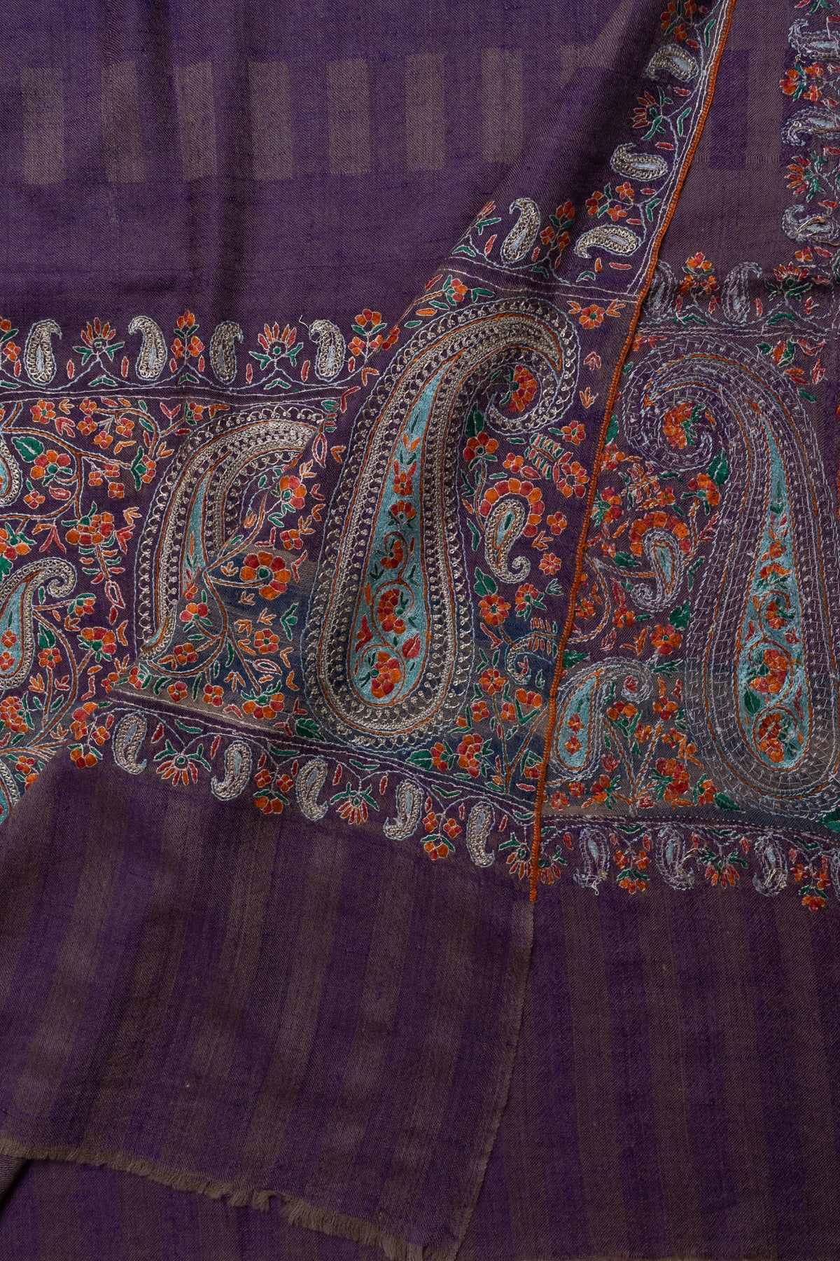 Imperial Paisley Hand Embroidered Pure Pashmina Shawl