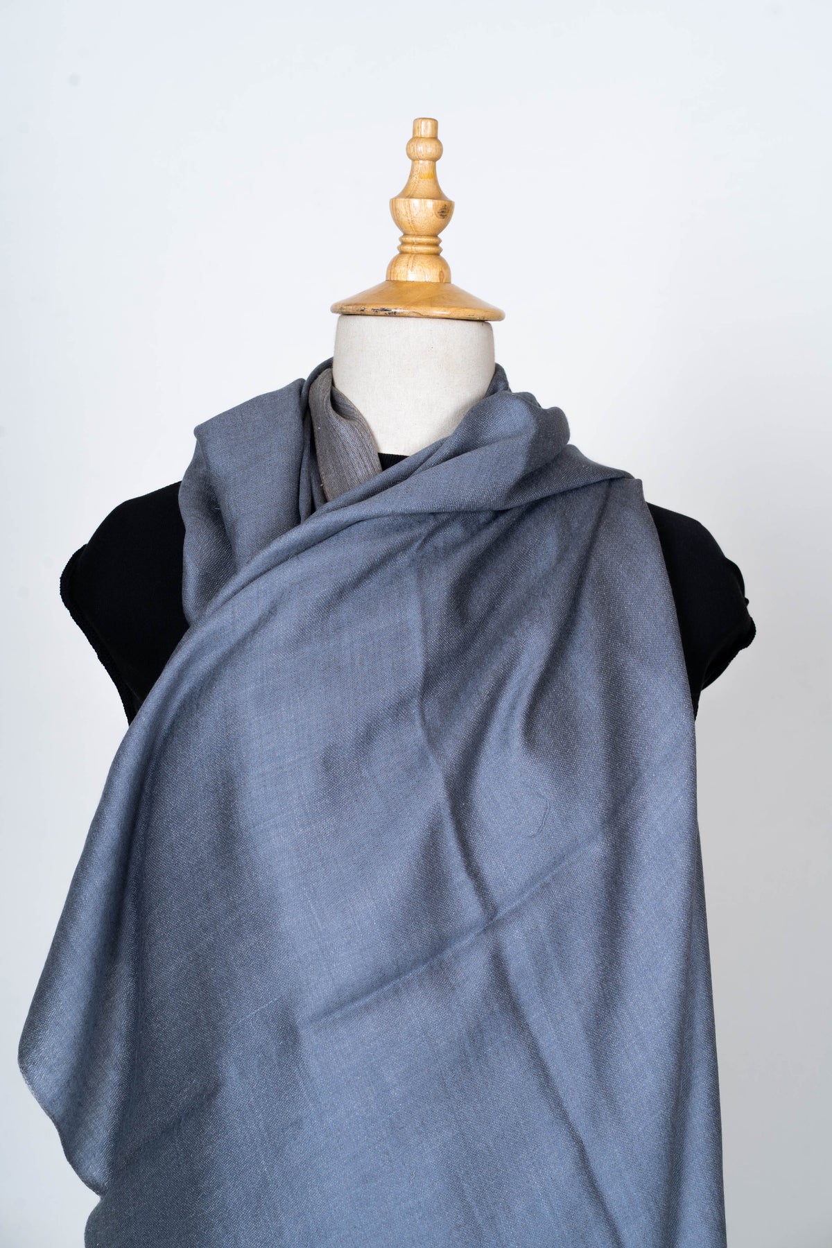 Dual Elegance: Reversible Merino Wool Stole in Slate and Steel Blue