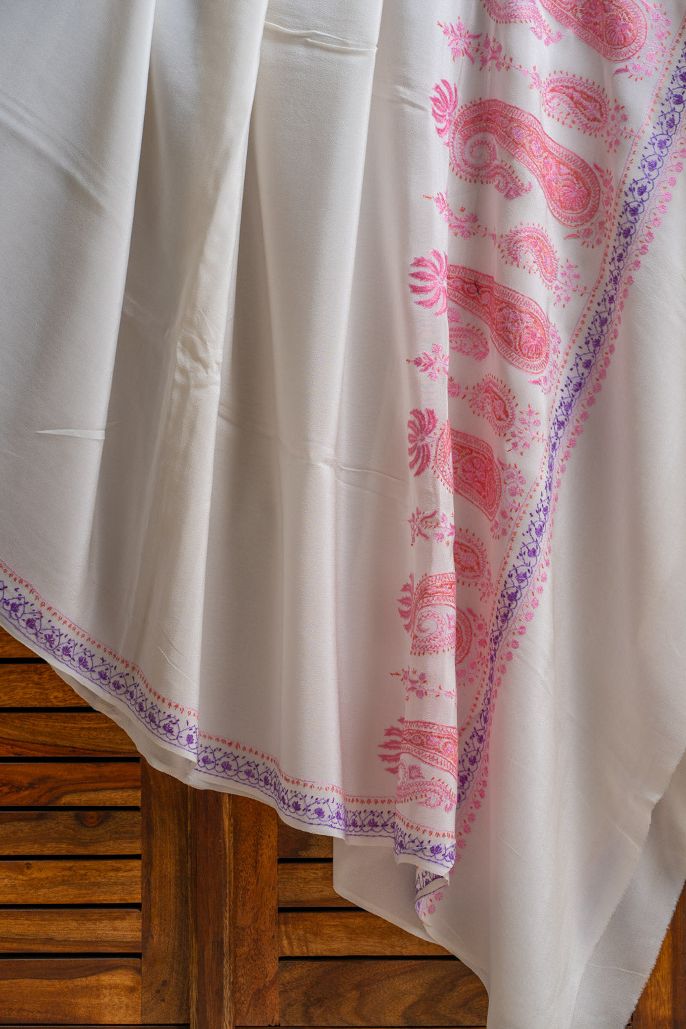 Delicate Pink Pure Crepe Saree with Sozni Hand Embroidery