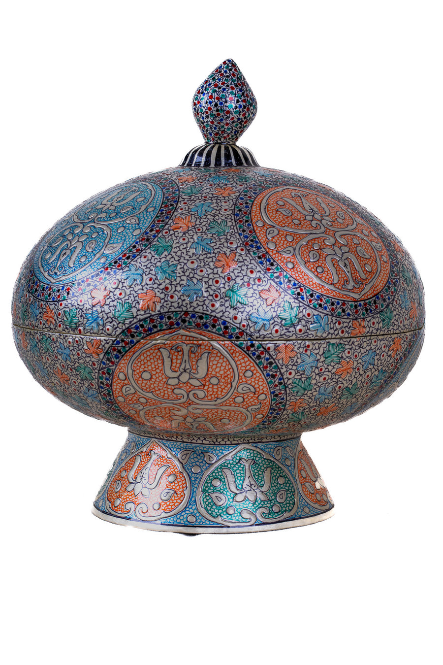 Mystic Charm Hand-Painted Paper Mache Bowl with Lid
