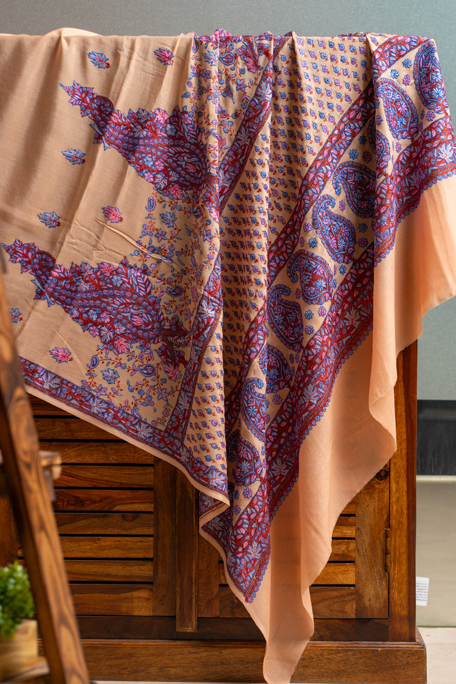 Peach Delight Pure Crepe Saree with Sozni Hand Embroidery