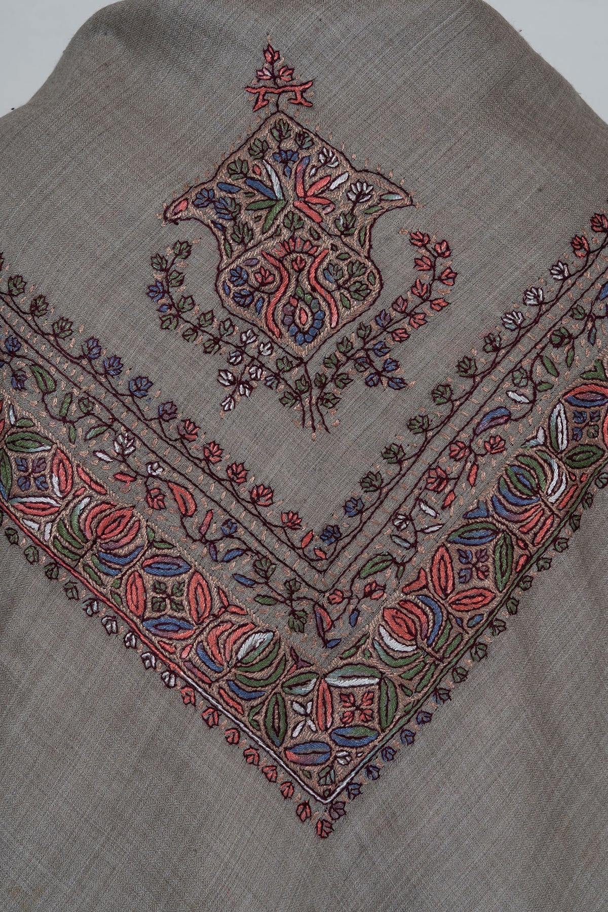 Mist Blossom Rumal — 58" Sozni Hand Embroidered