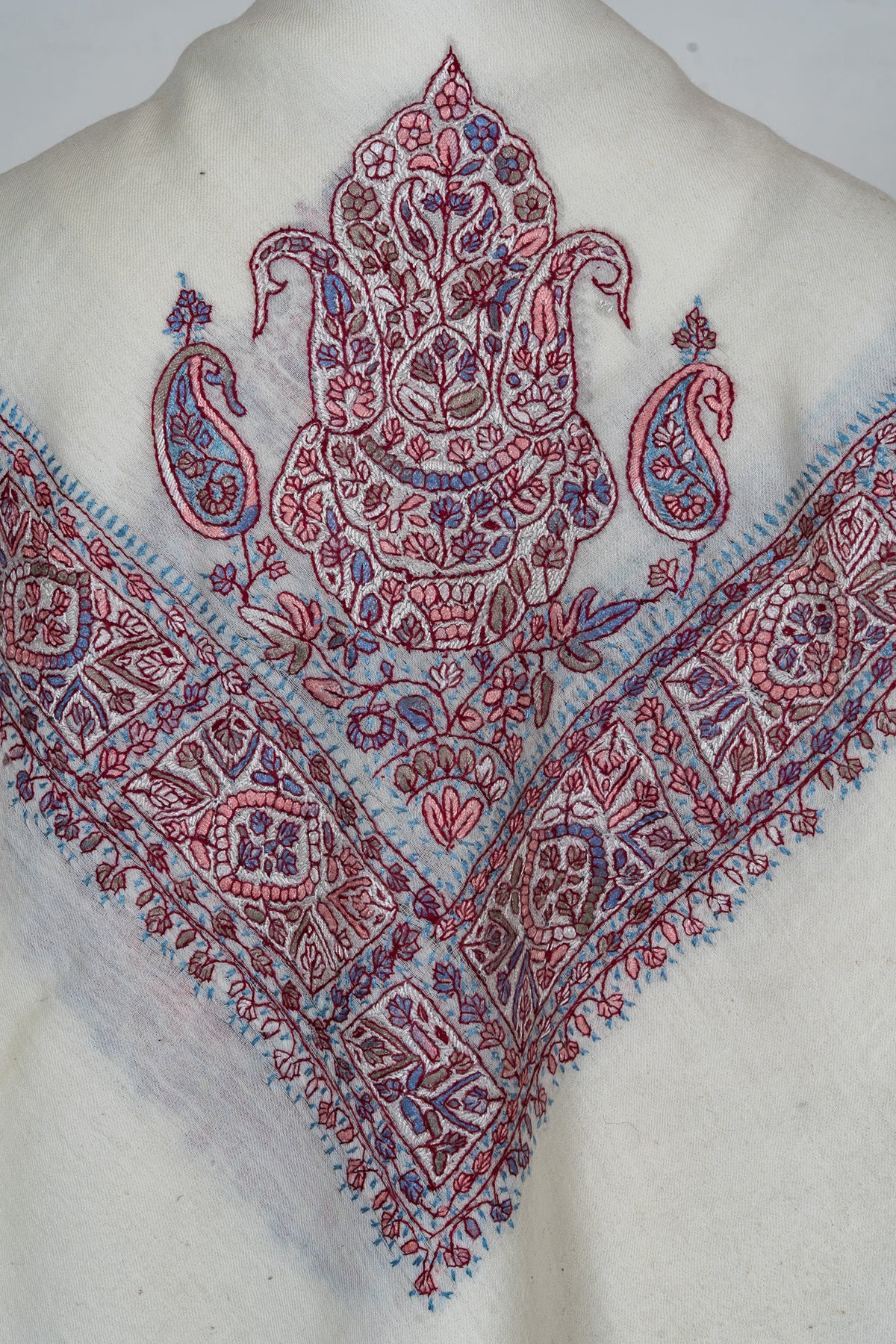 Rose Mosaic Rumal — 58" Sozni Hand Embroidered
