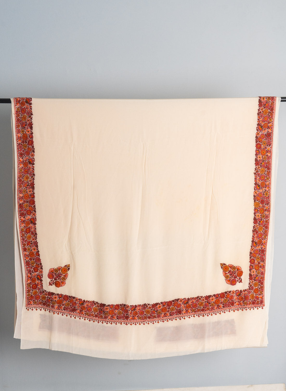 Radiant Red Sozni Hand Embroidered Pure Crepe Saree
