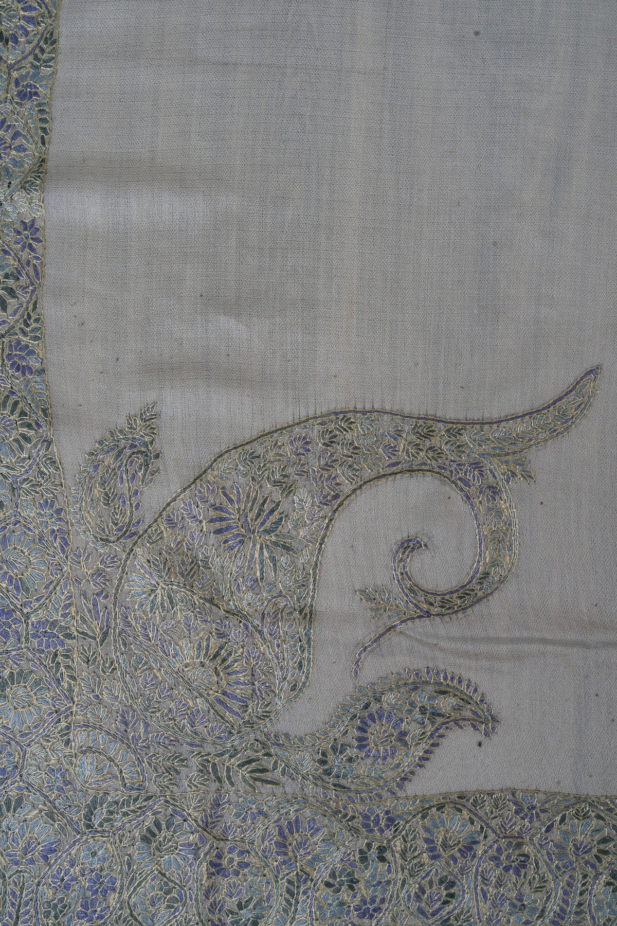 Glacier Bloom Rumal — 58" Sozni Hand Embroidered