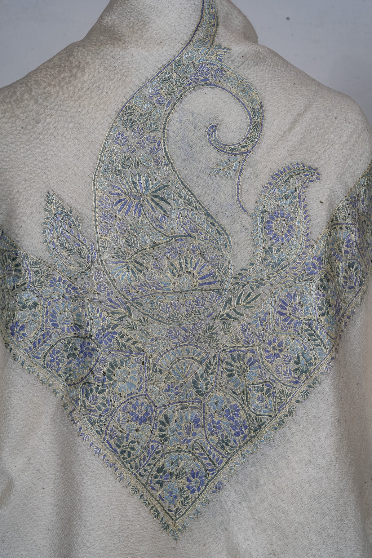 Glacier Bloom Rumal — 58" Sozni Hand Embroidered