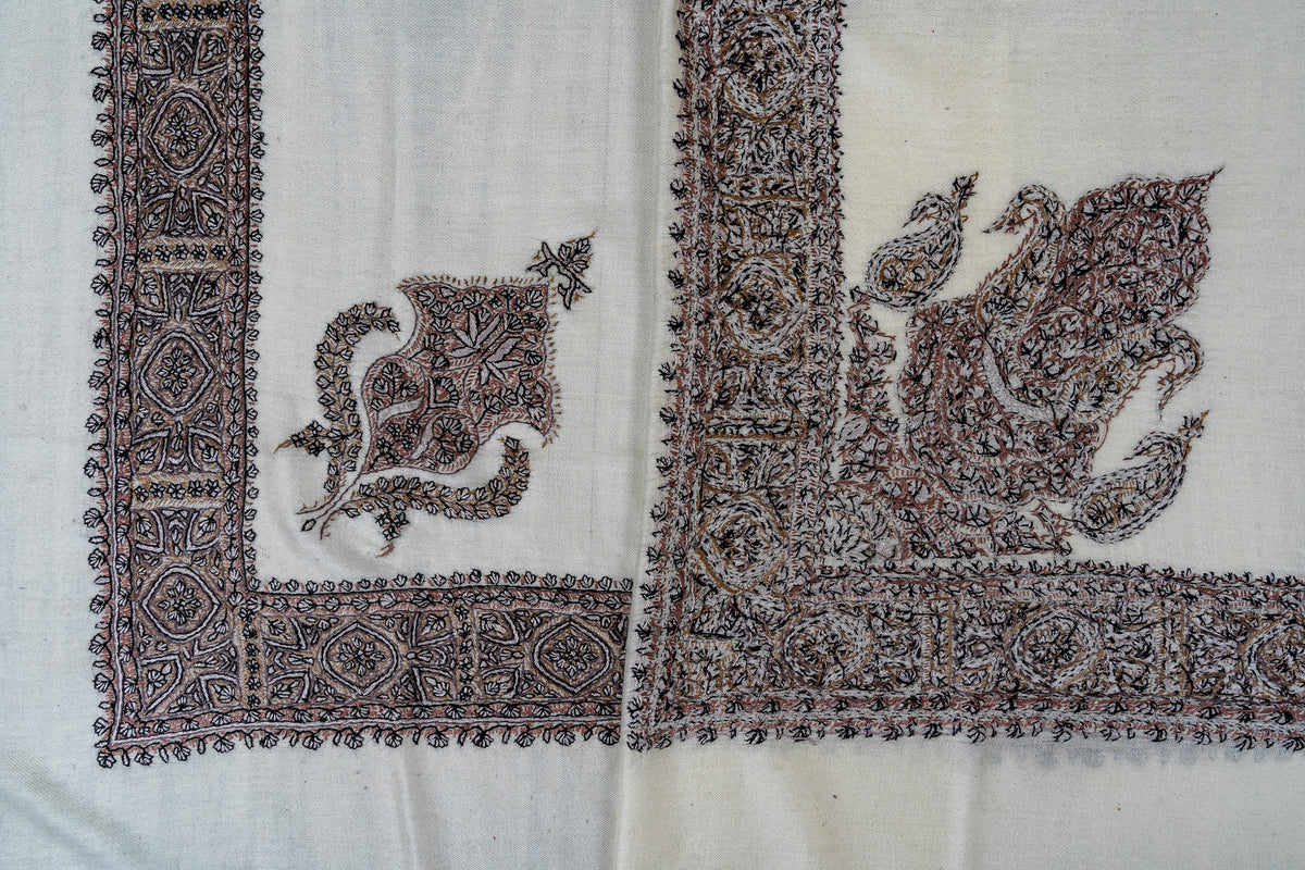 Walnut Crest Rumal — 58" Sozni Hand Embroidered