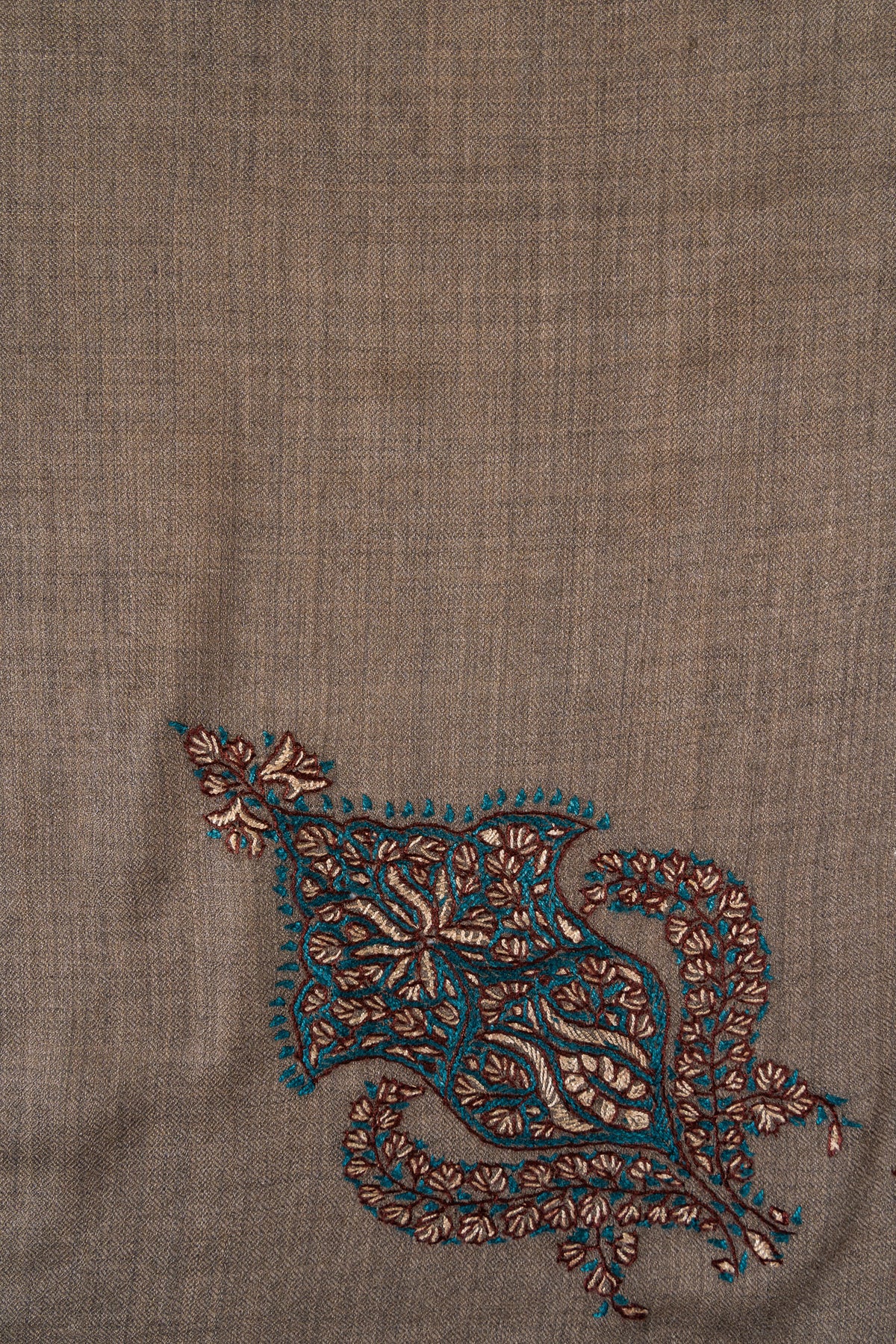 Teal Hearth Rumal — 58" Sozni Hand Embroideredv