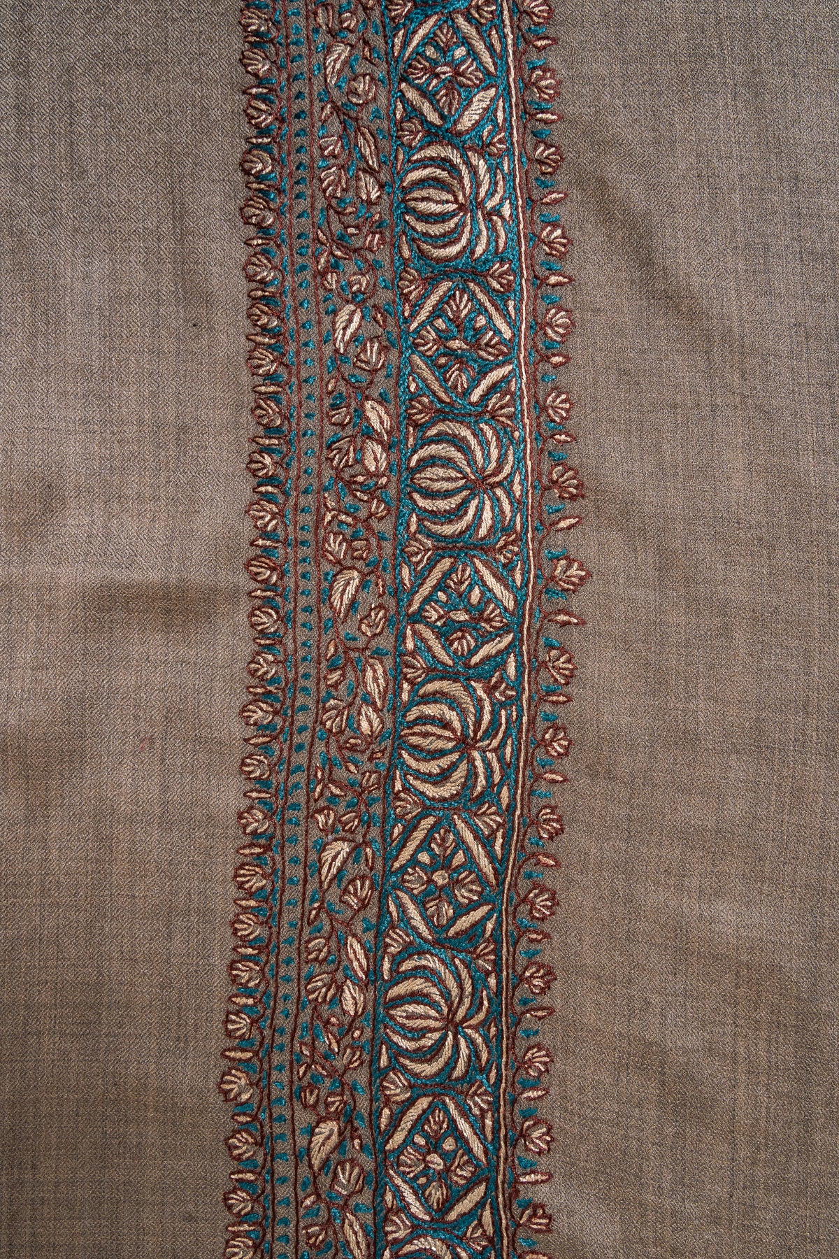Teal Hearth Rumal — 58" Sozni Hand Embroideredv