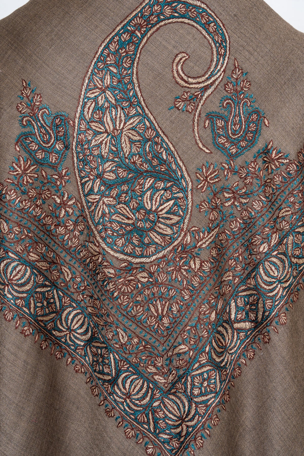 Teal Hearth Rumal — 58" Sozni Hand Embroideredv