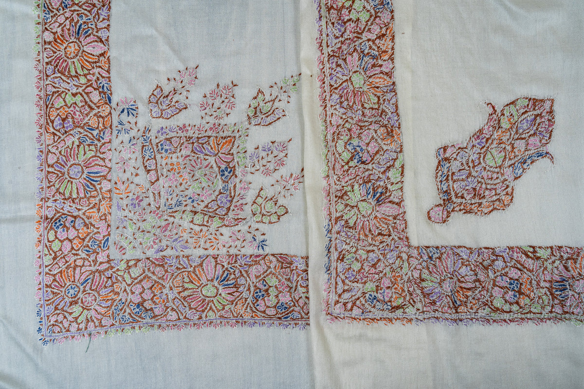 Meadow Prism Rumal — 58" Sozni Hand Embroidered