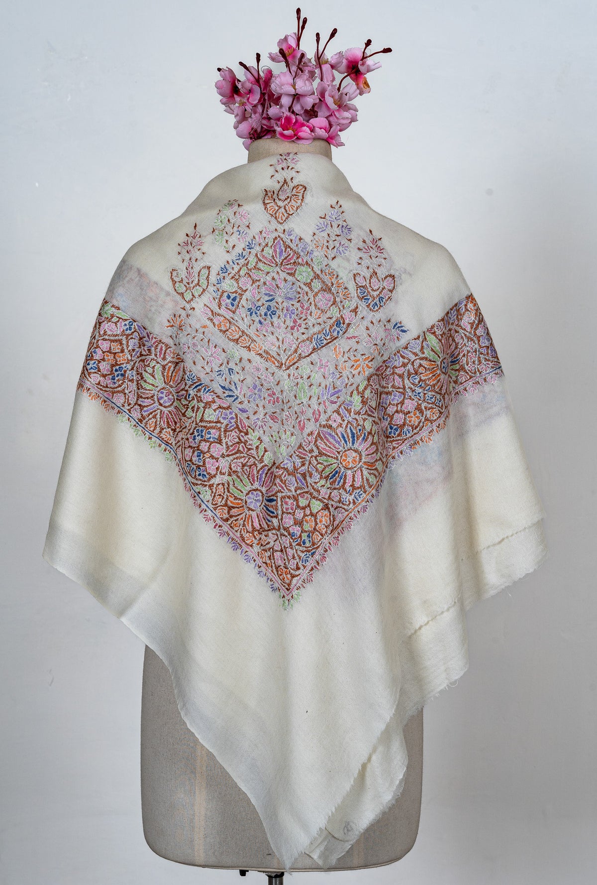 Meadow Prism Rumal — 58" Sozni Hand Embroidered
