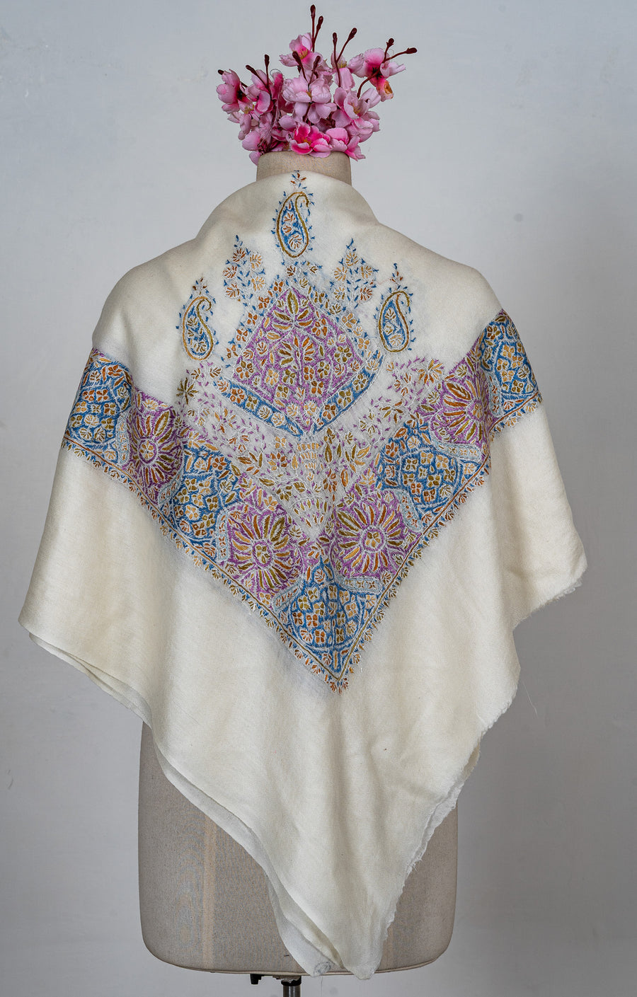 Amethyst Bloom Rumal — 58" Sozni Hand Embroidered