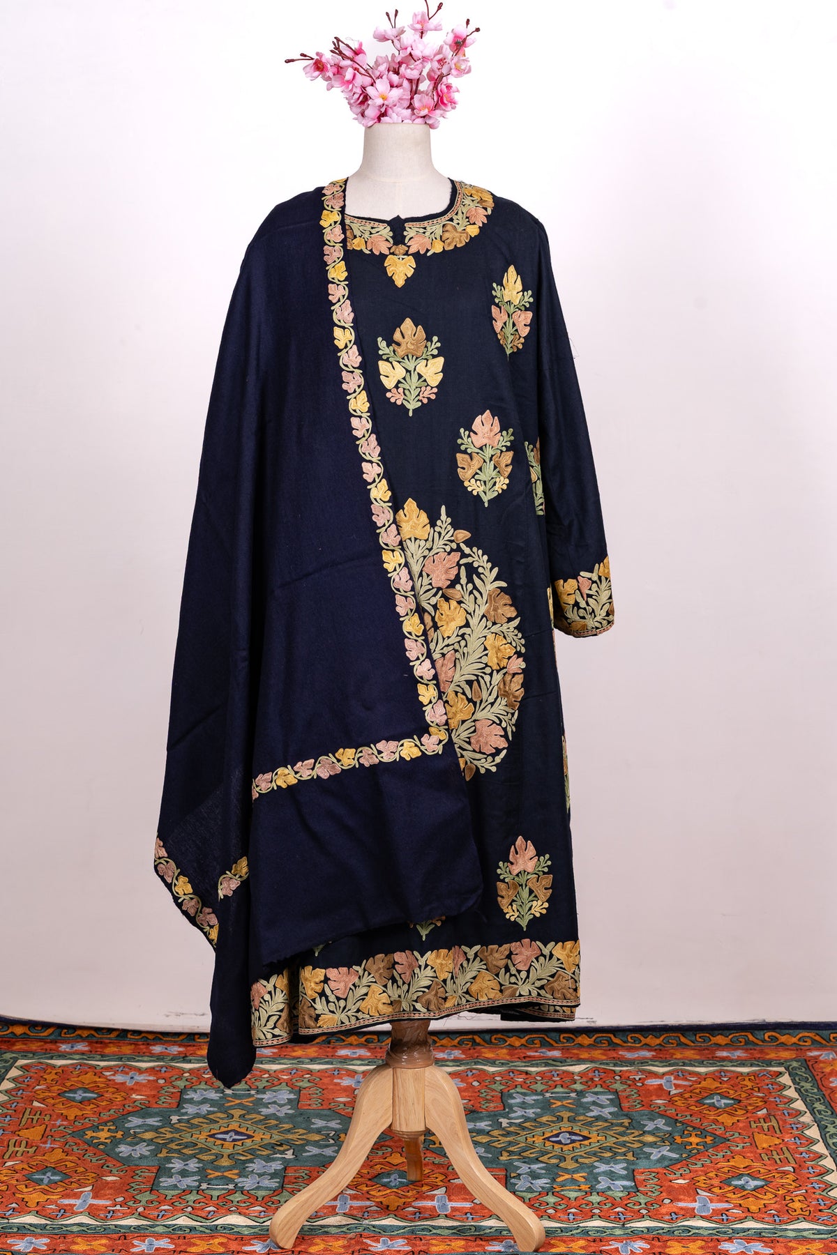 Navy Regal Aari Embroidered Abaya
