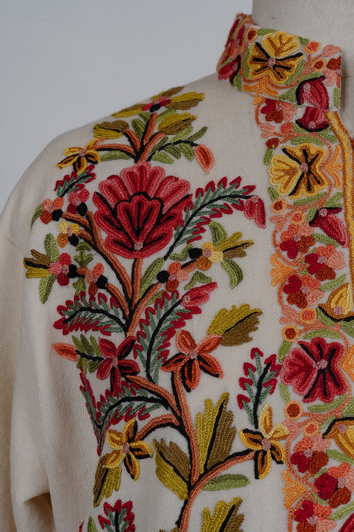 Ivory Garden Aari Hand Embroidered Long Jacket