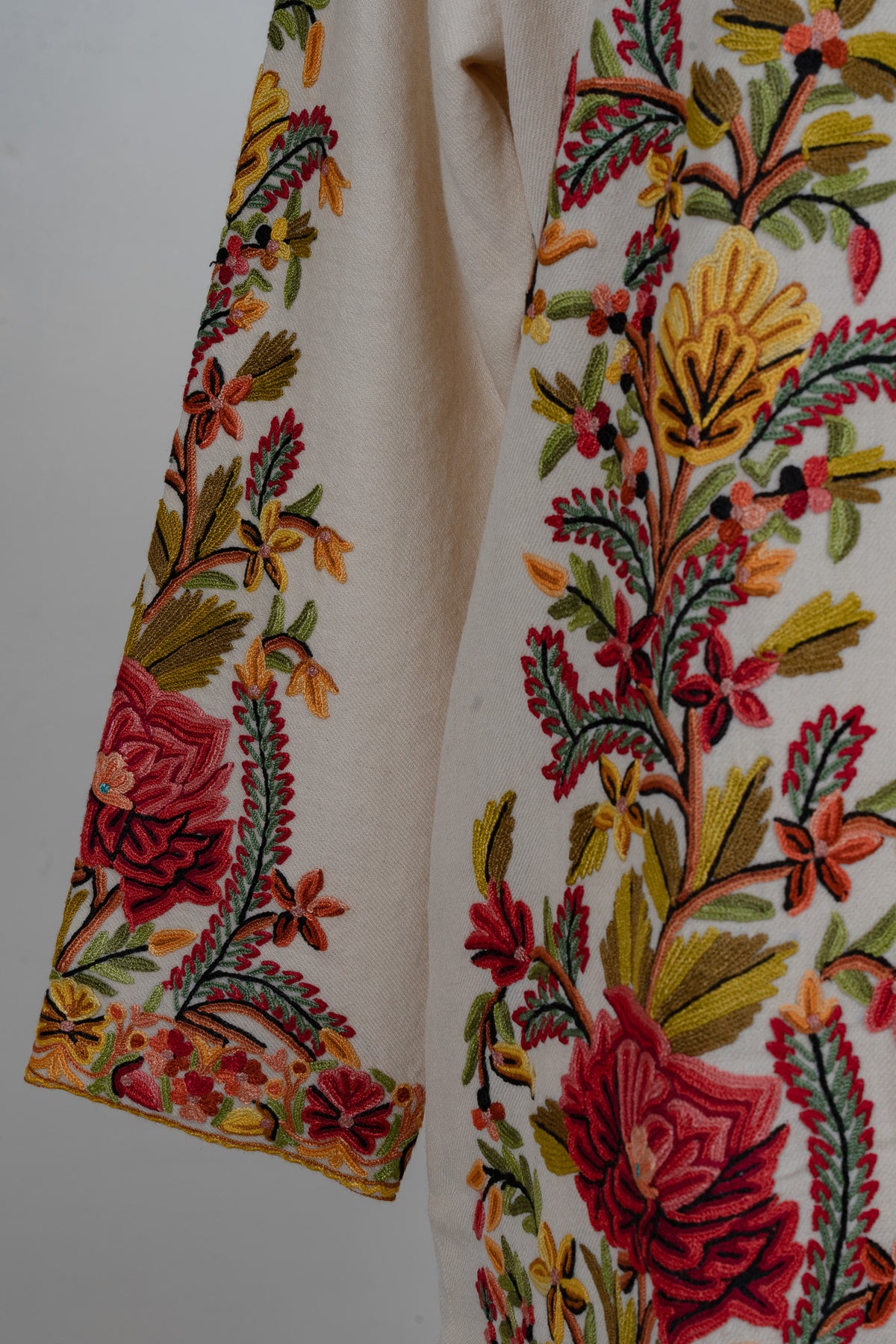 Ivory Garden Aari Hand Embroidered Long Jacket