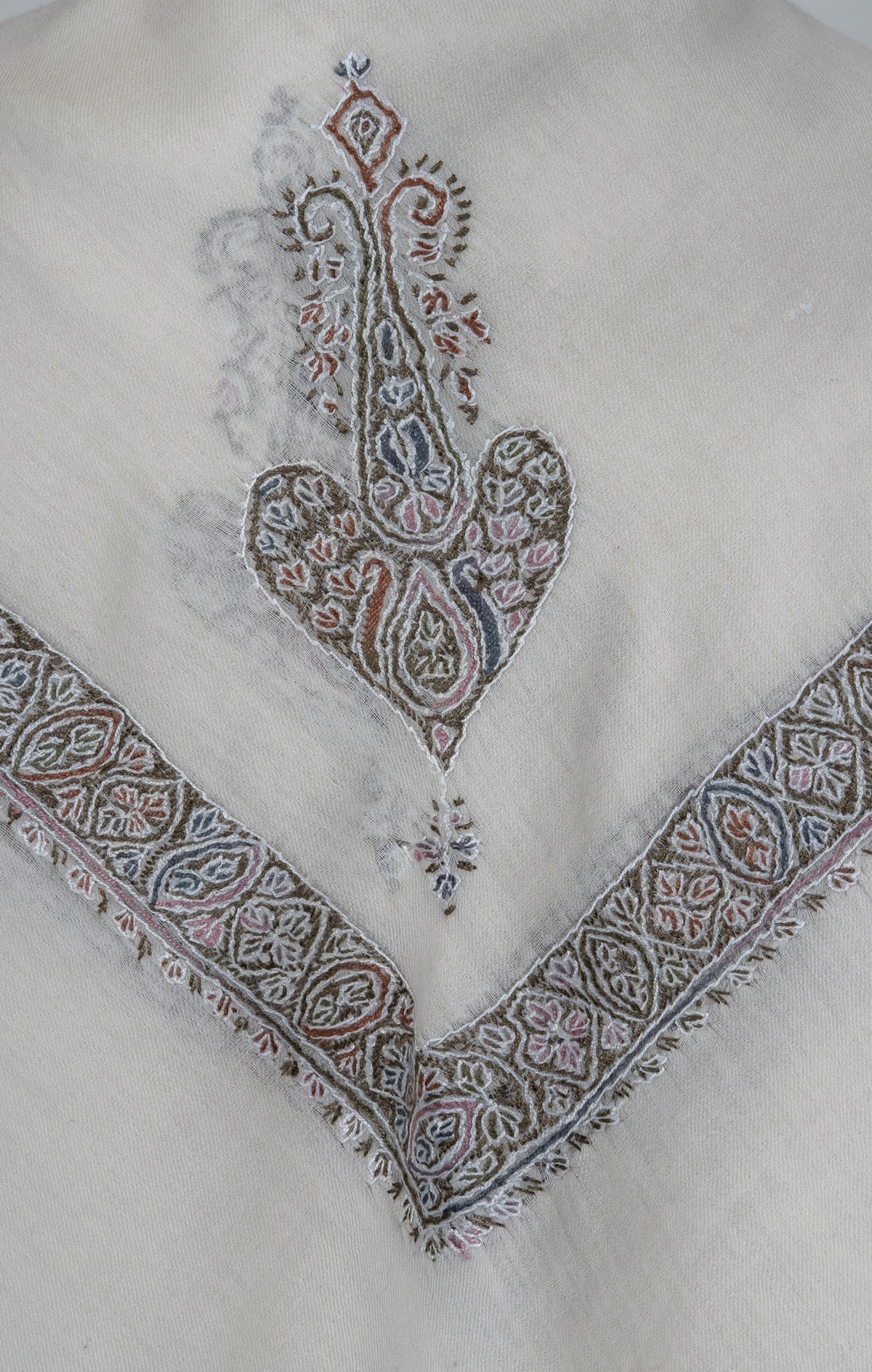 Ivory Whisper Rumal — Sozni Hand Embroidered