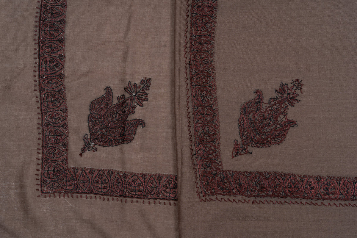 Mink Shadow Rumal — Sozni Hand Embroidered