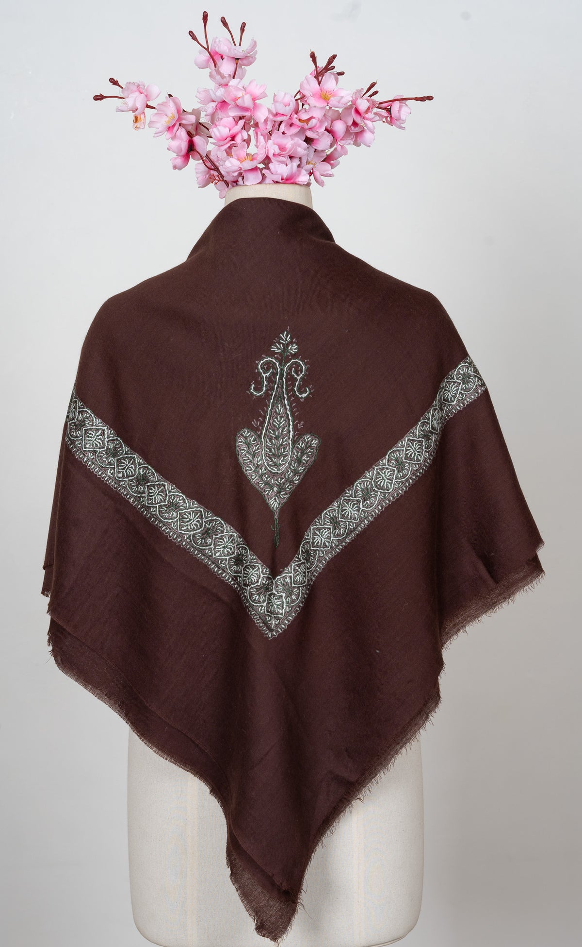 Chestnut Veil Rumal — Sozni Hand Embroidered