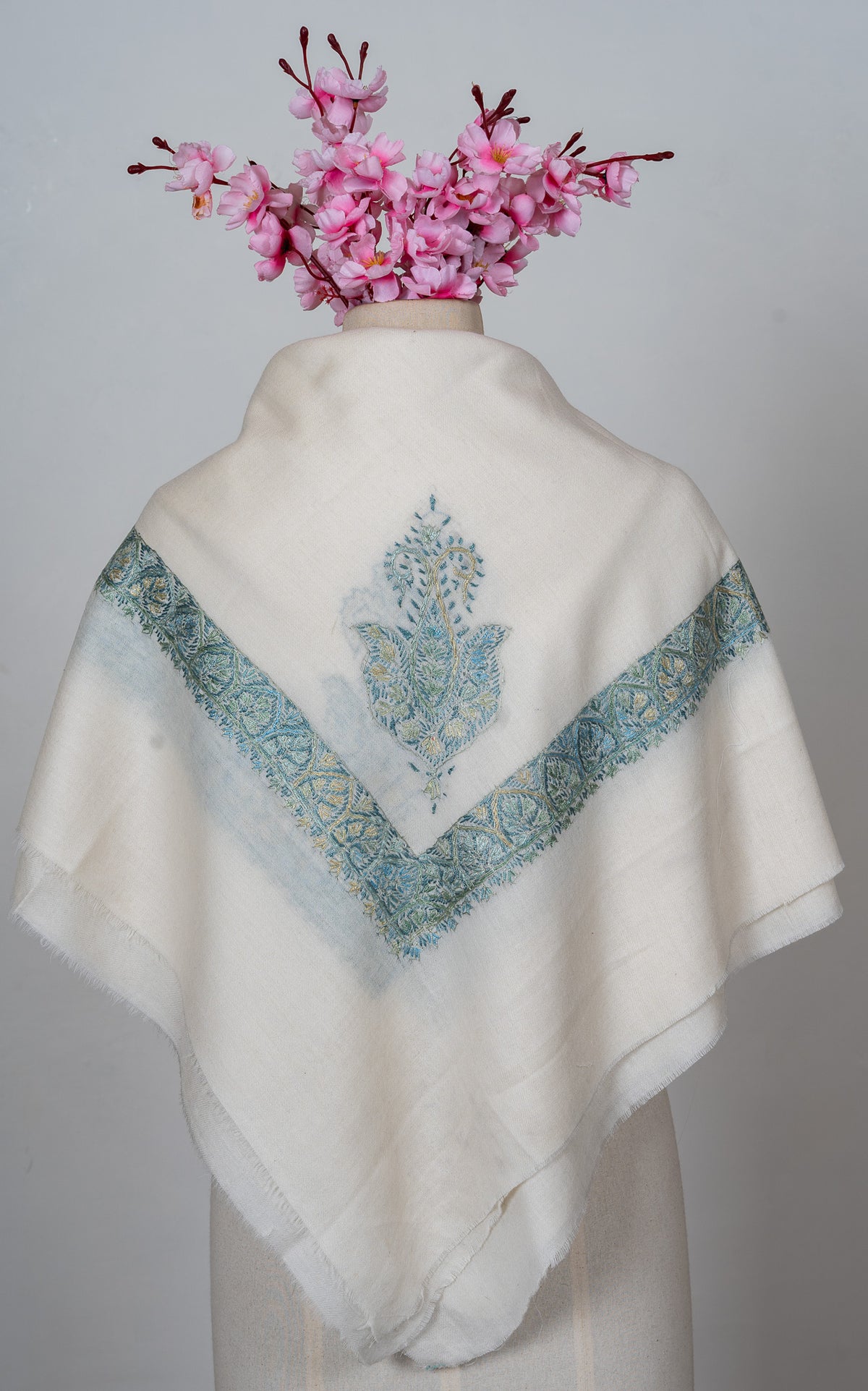 Glacier Bloom Rumal — Sozni Hand Embroidered