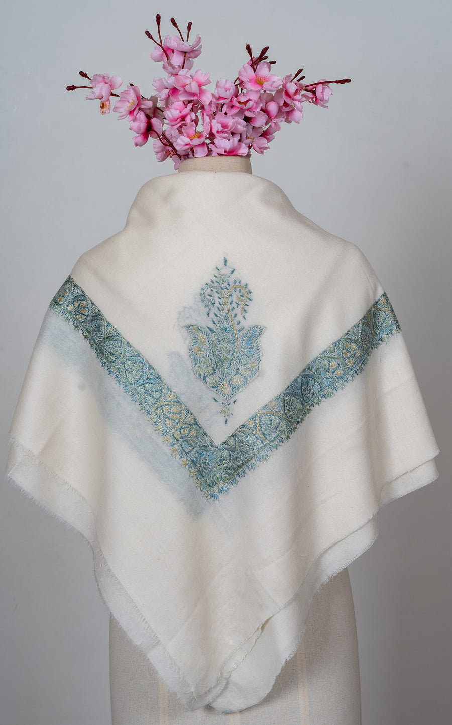 Glacier Bloom Rumal — Sozni Hand Embroidered