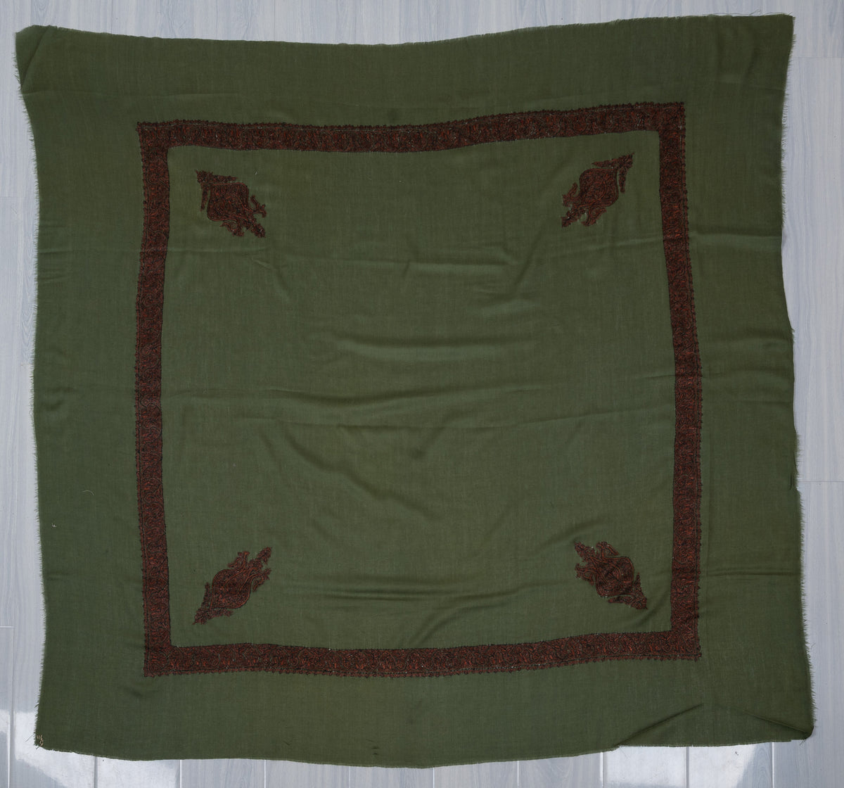 Olive Ember Rumal — Sozni Hand Embroidered