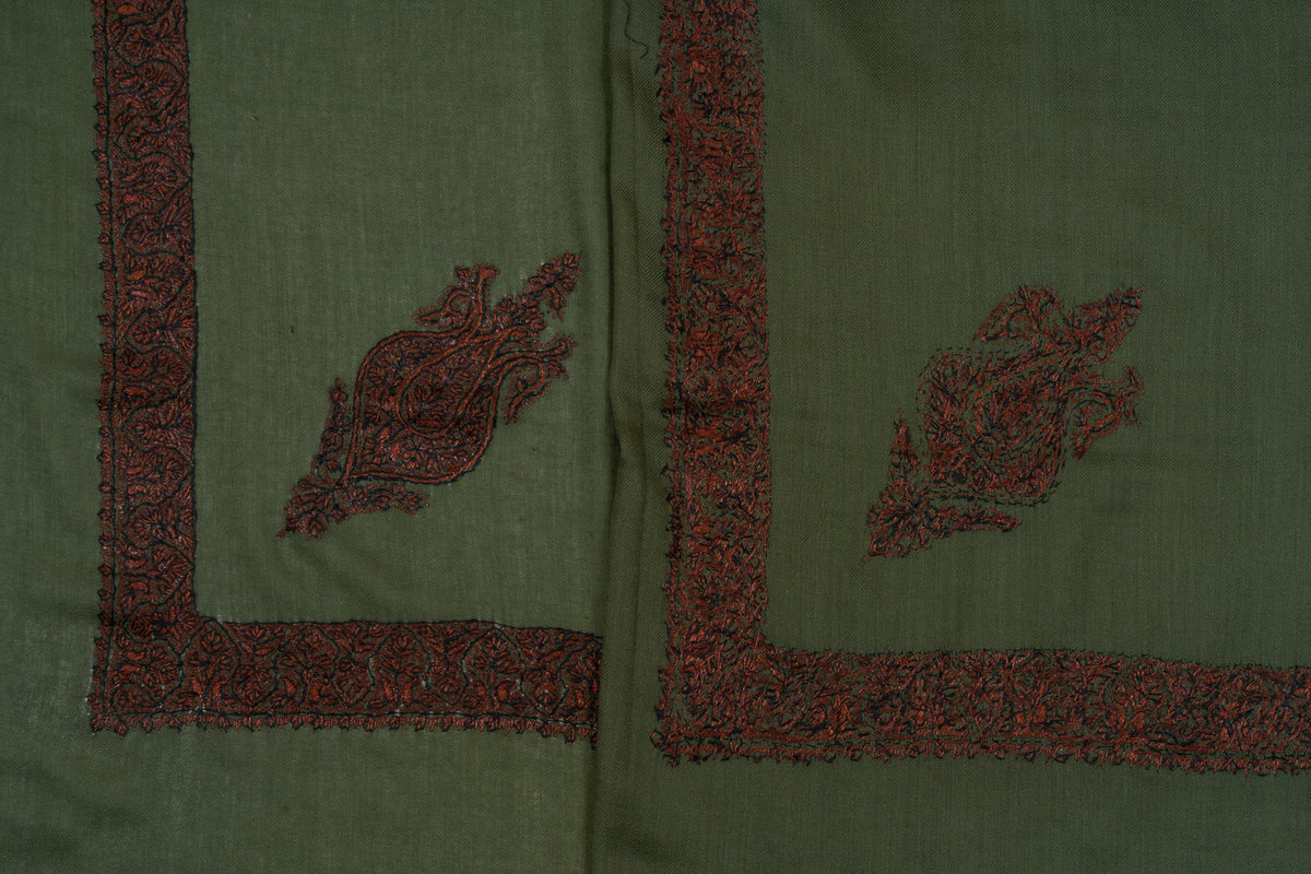 Olive Ember Rumal — Sozni Hand Embroidered