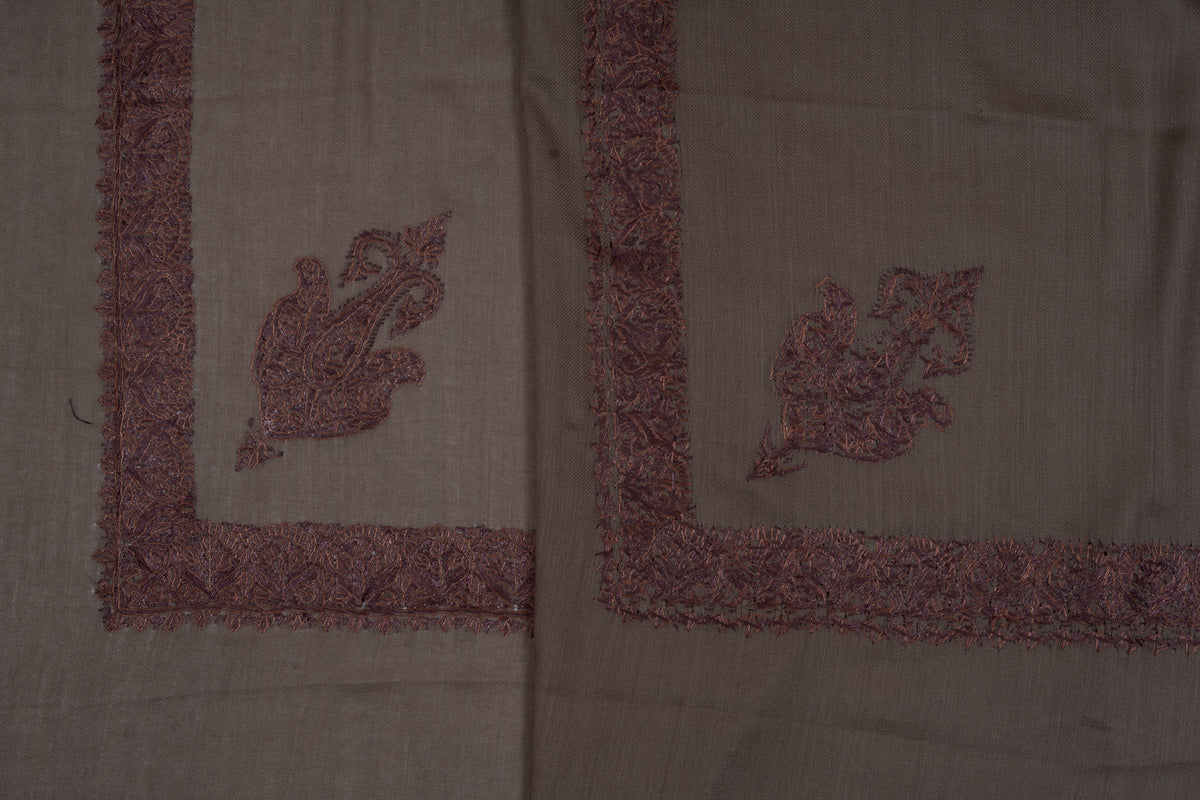 Taupe Ember Rumal — Sozni Hand Embroidered