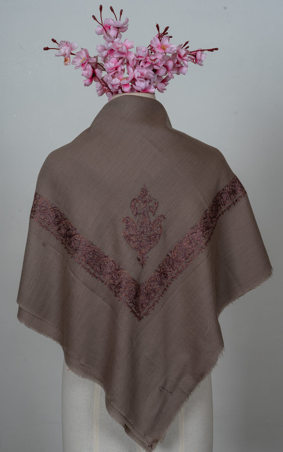 Taupe Ember Rumal — Sozni Hand Embroidered