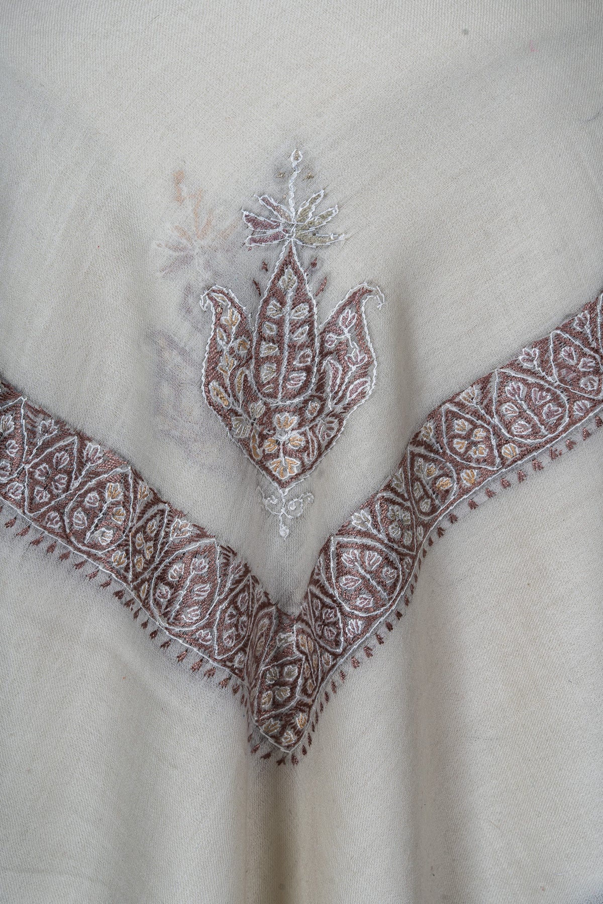 Ivory Lattice Rumal — Sozni Hand Embroidered