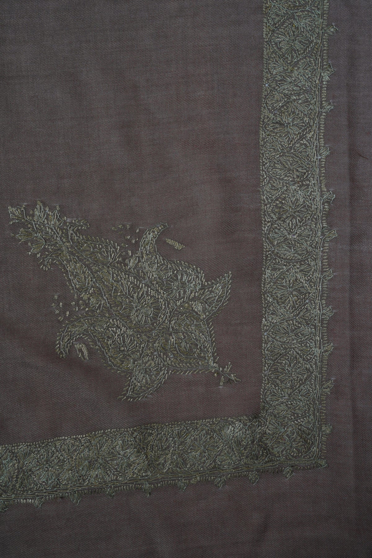 Olive Shadow Rumal — Sozni Hand Embroidered