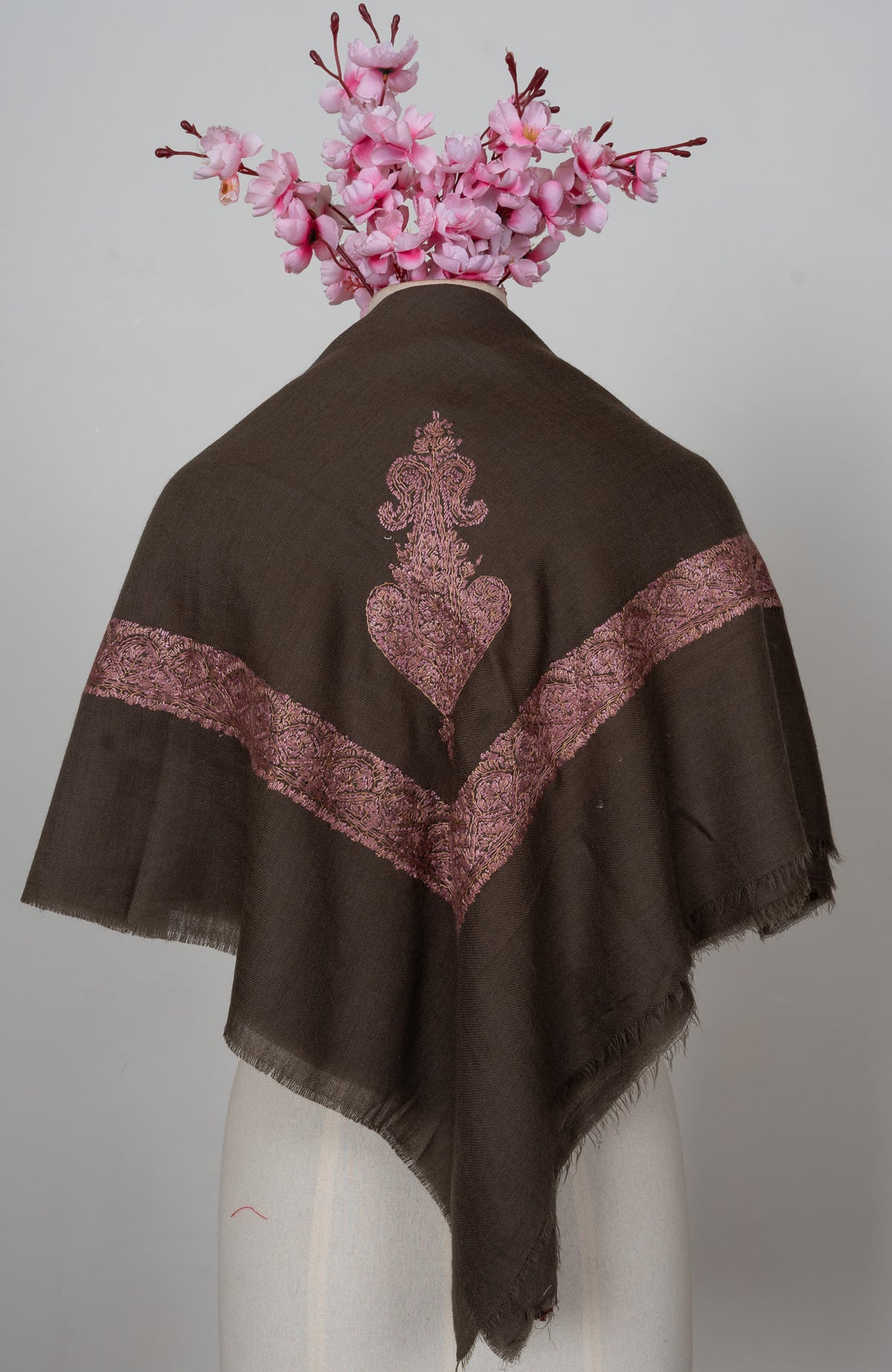 Cocoa Rose Rumal — Sozni Hand Embroidered