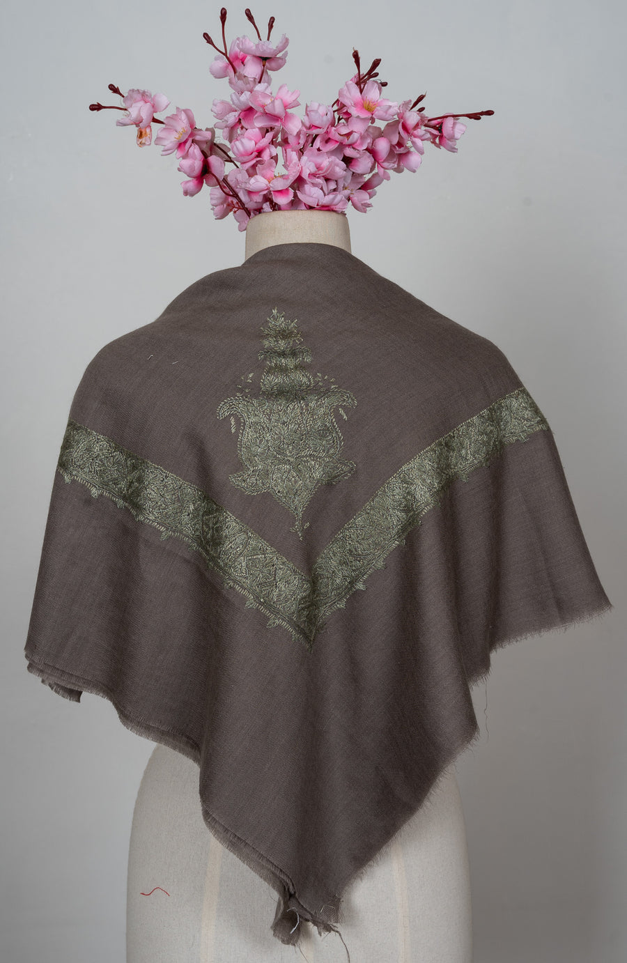 Olive Shadow Rumal — Sozni Hand Embroidered