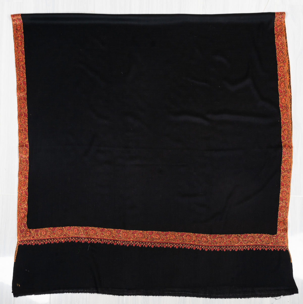 Midnight Ember Border 2.5 Yards Sozni Hand Embroidered Shawl