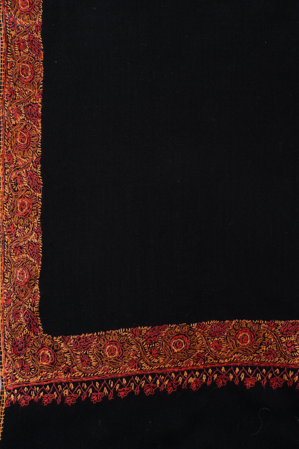 Midnight Ember Border 2.5 Yards Sozni Hand Embroidered Shawl