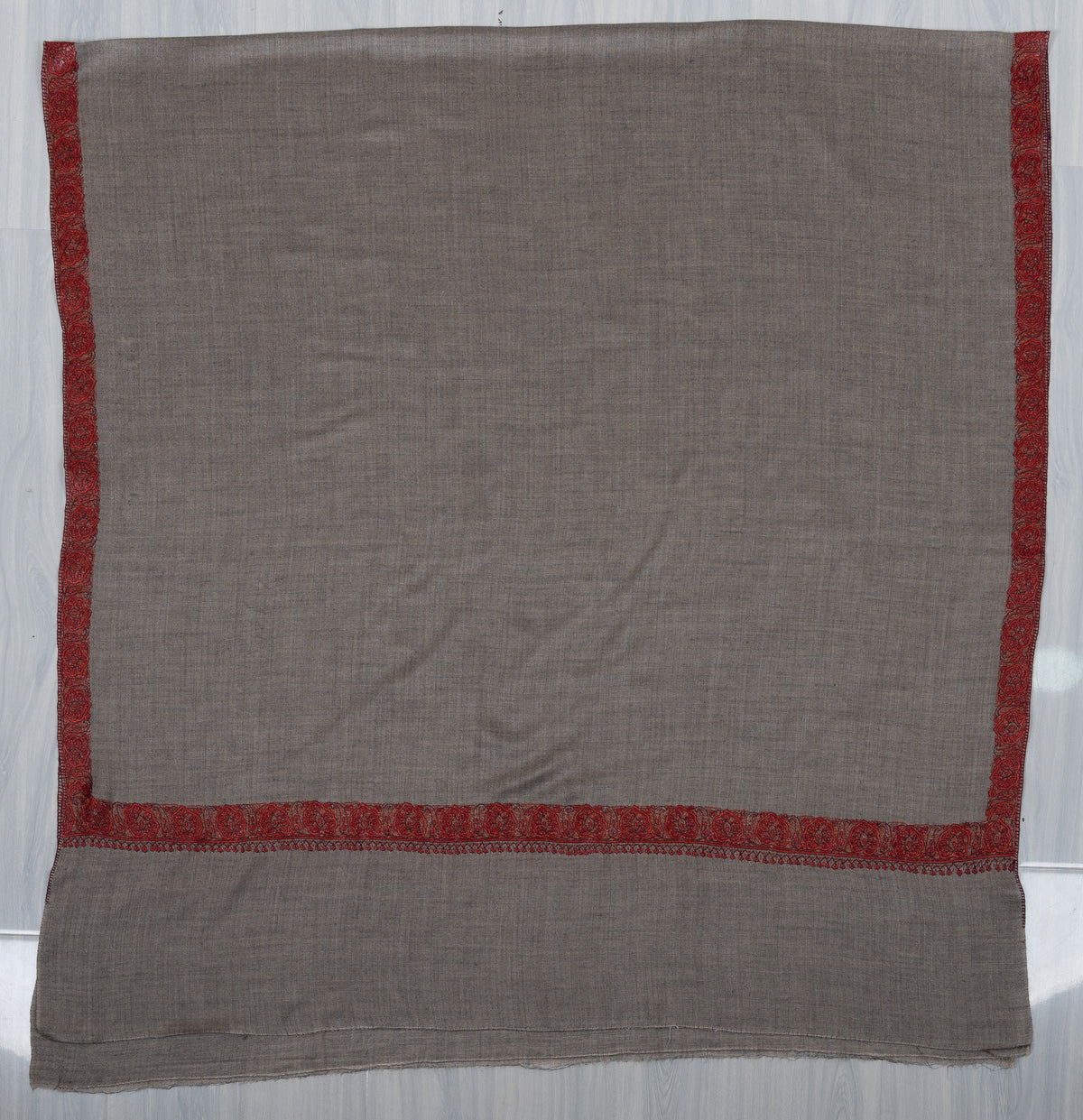Ash Garnet Trace 2.5 Yards Sozni Hand Embroidered Shawl