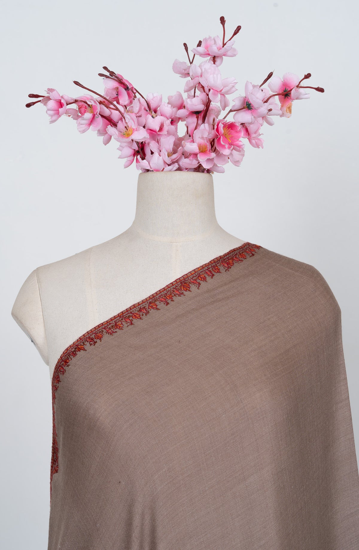 Desert Ember Contrast 2.5 Yards Sozni Hand Embroidered Shawl