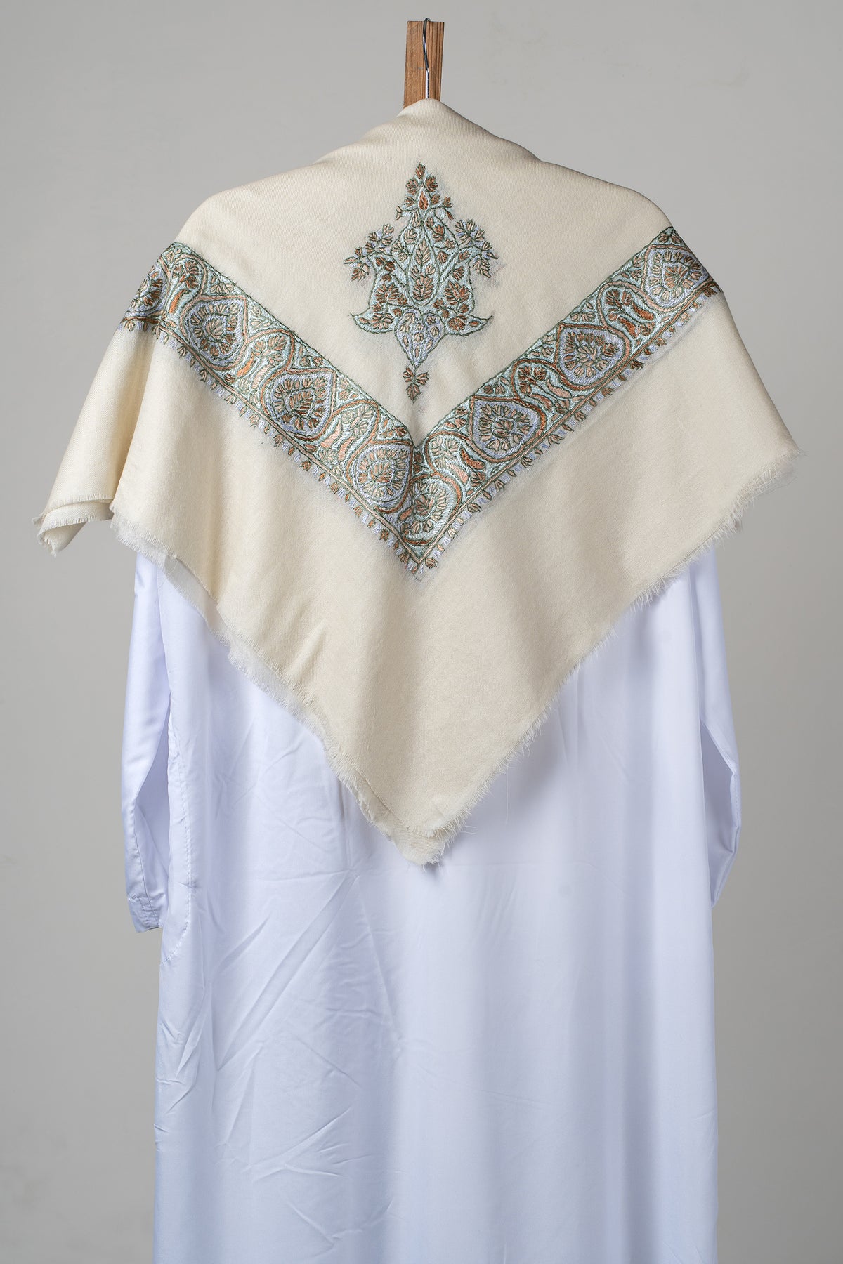 Pearl Sage Rumal — Sozni Hand Embroidered