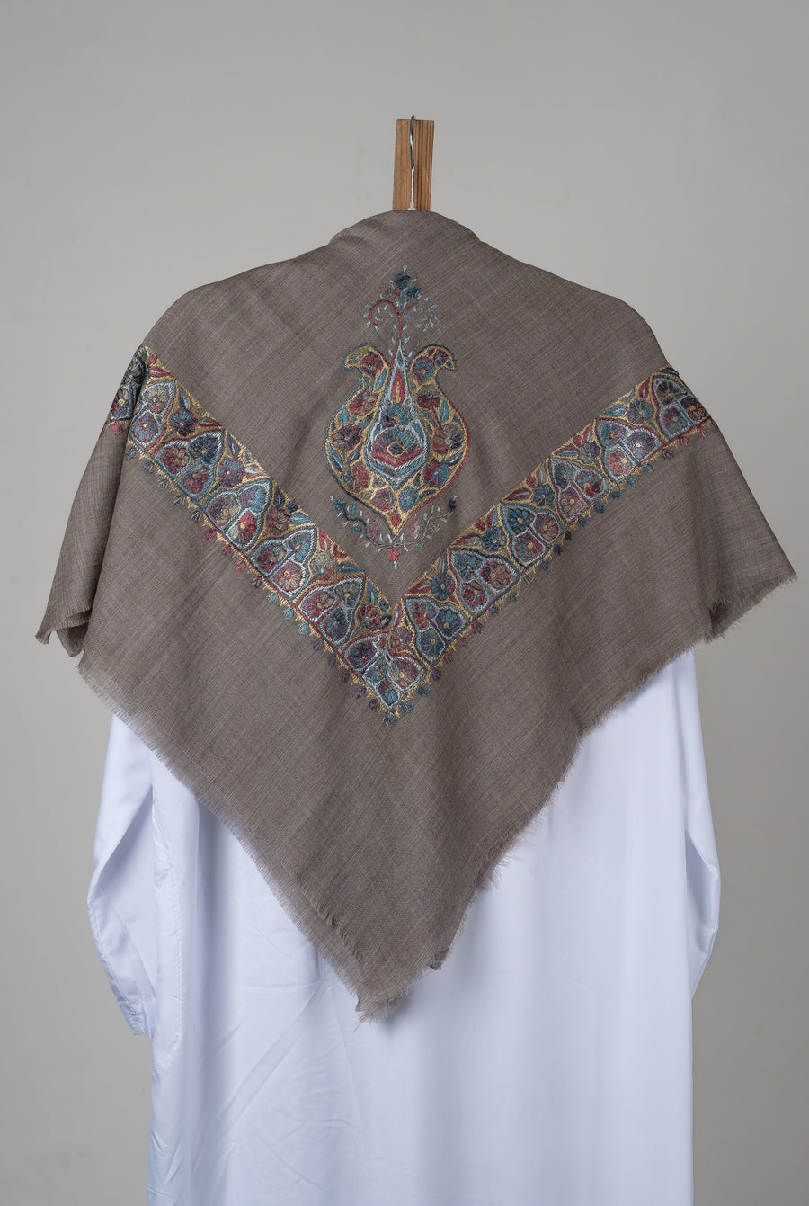 Ash Gold Rumal — Sozni Hand Embroidered