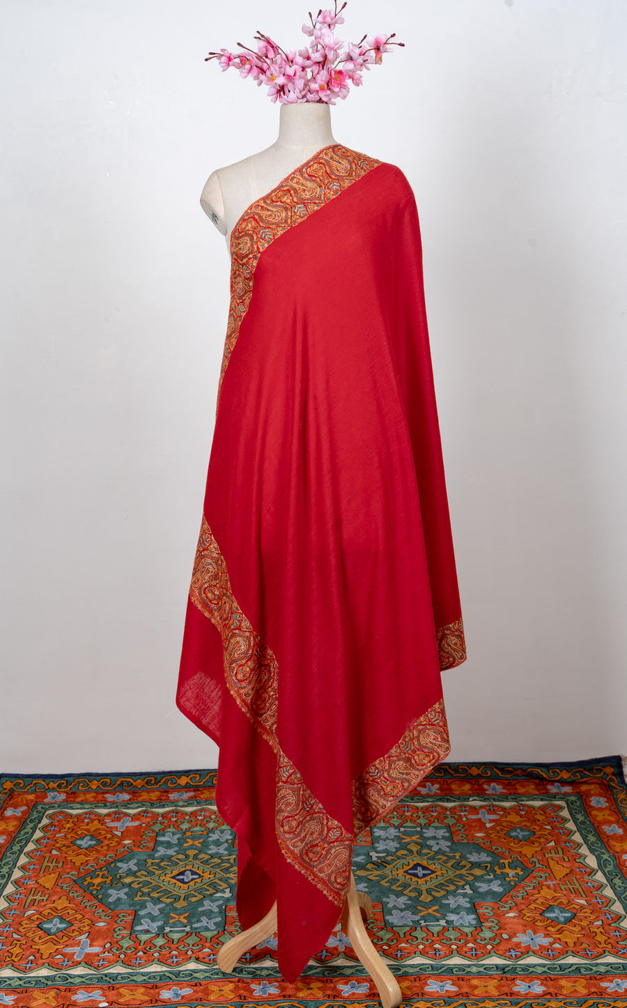 Scarlet Heritage 2.5 Yards Sozni Hand Embroidered Shawl
