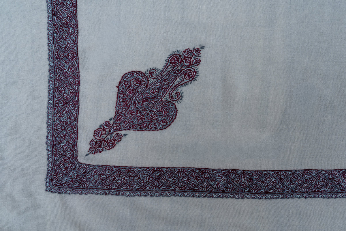 Ivory Plum Rumal — Sozni Hand Embroidered