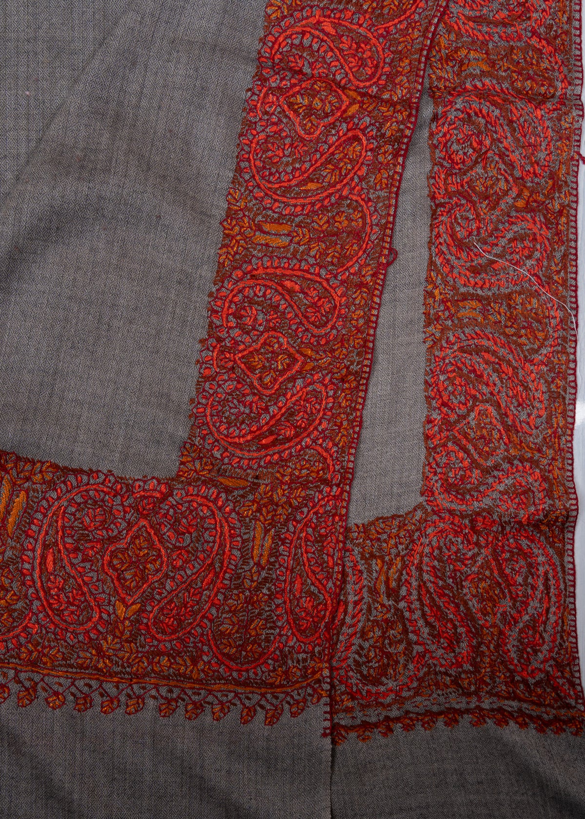 Ash Grey Ember 2.5 Yards Sozni Hand Embroidered Shawl