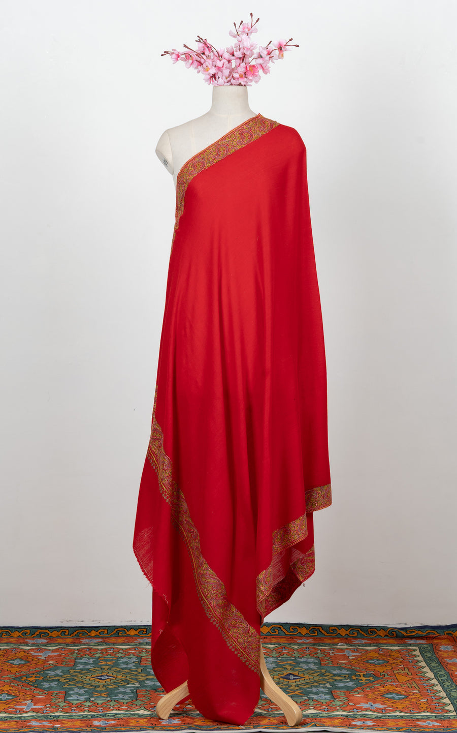 Crimson Heritage 2.5 Yards Sozni Hand Embroidered Shawl