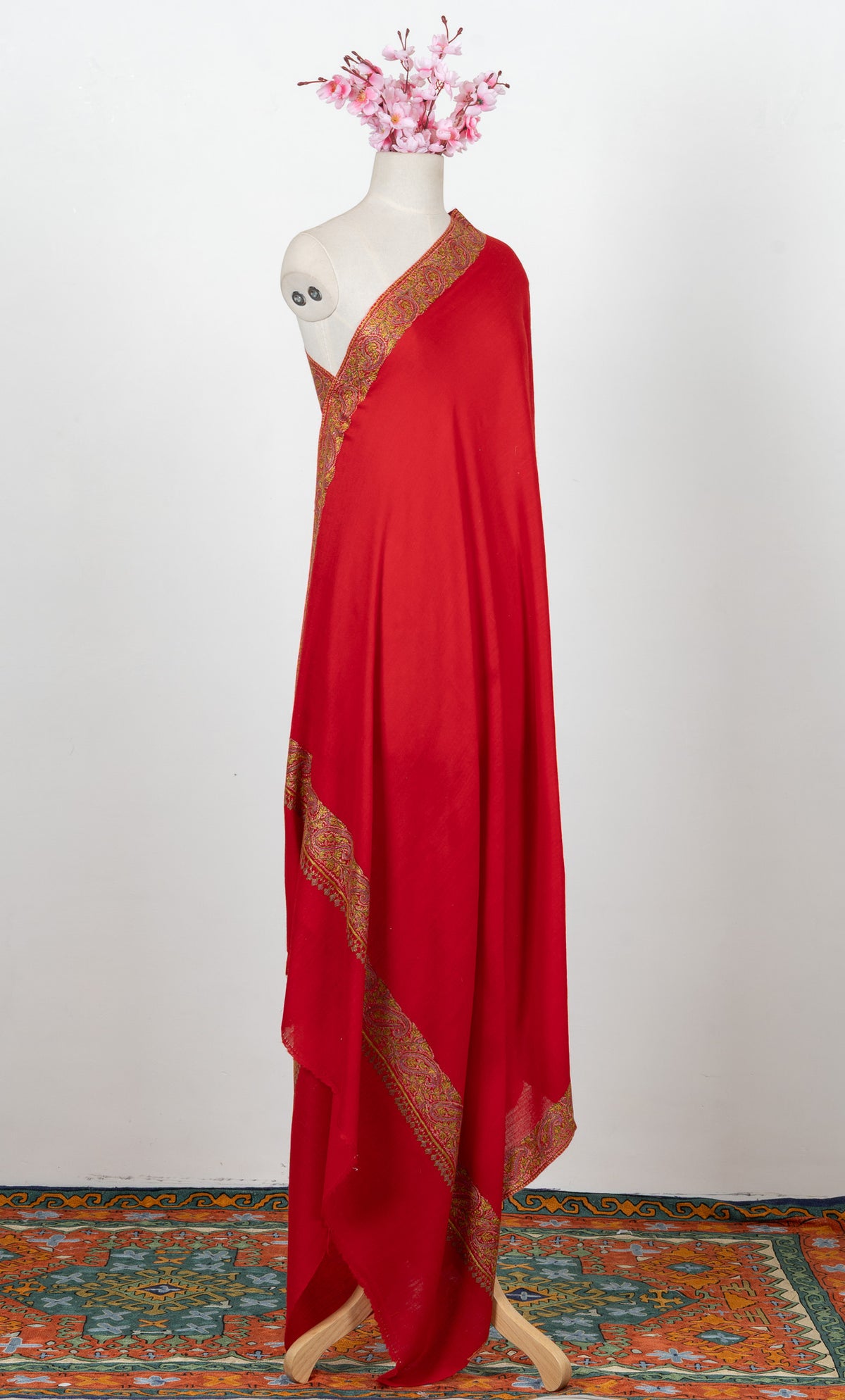 Crimson Heritage 2.5 Yards Sozni Hand Embroidered Shawl